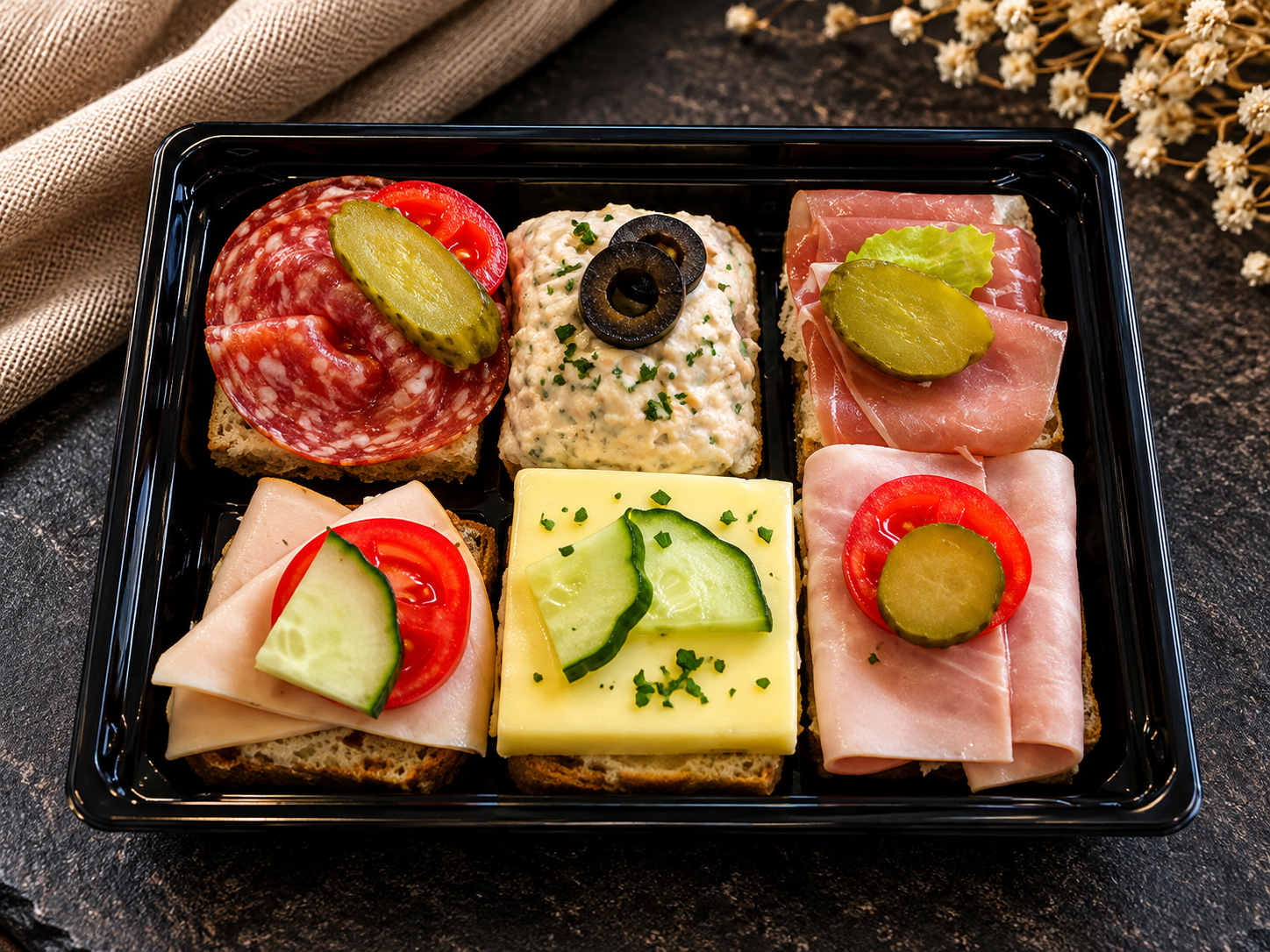 Canapé halbiert (Mindestbestellmenge: 10 Stück)